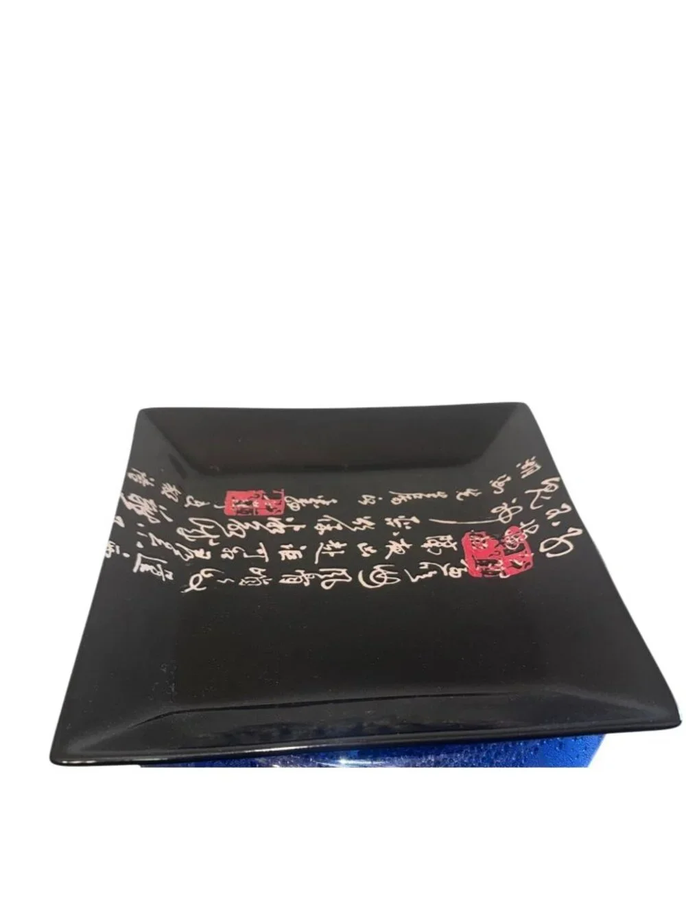 Simple dining Black Chinese Calligraphy Square Plate Microwave & Dishwasher Saf - Picture 1 of 5
